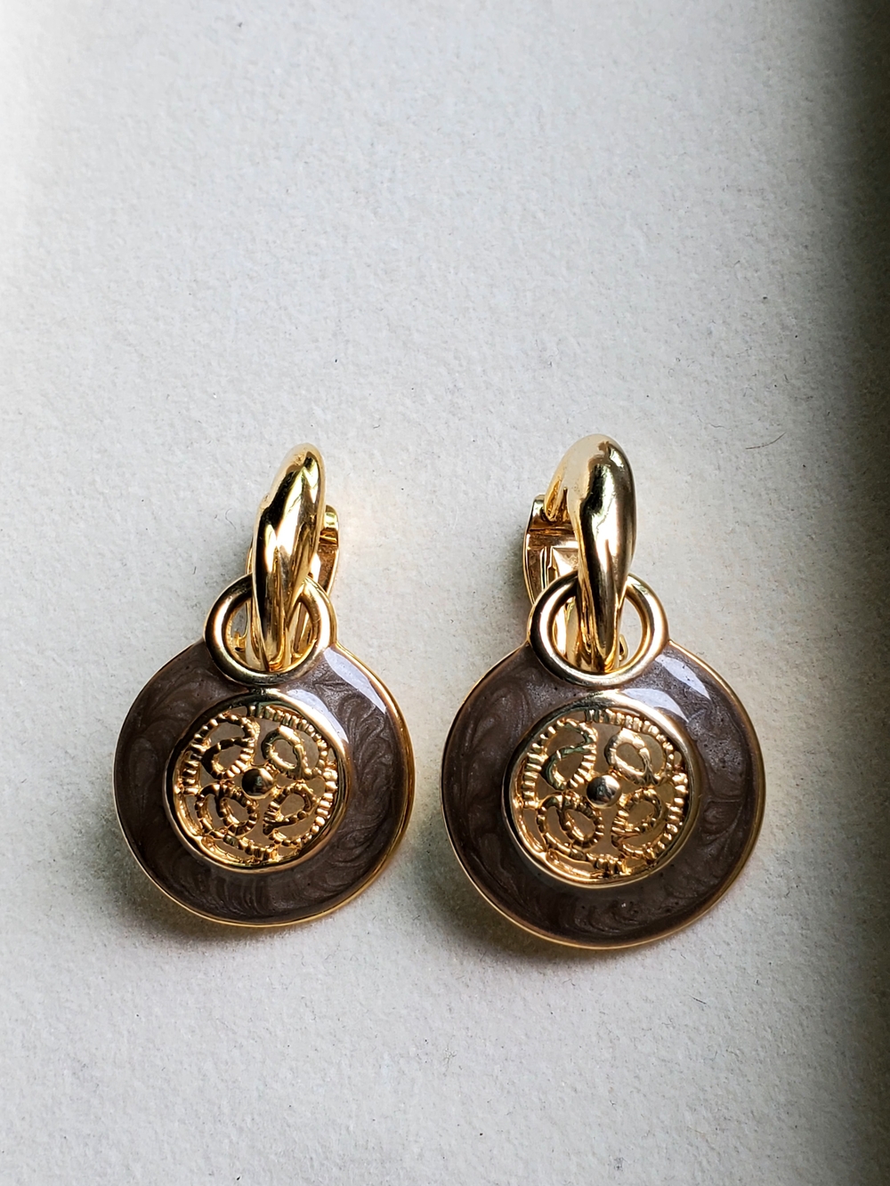 Weekenders Gold and Brown Round Drop Earrings
